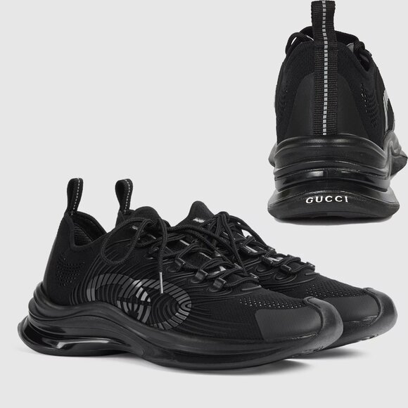 GUCCI SNEAKERS RUN RUBBER TRIMMED MESH SHOES w GG LOGO sz 42 US 12 - Picture 1 of 16